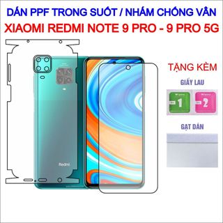 Dán ppf xiaomi redmi note 9 pro, note 9 pro 5g full lưng viền, màn hình