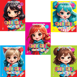 Sách - combo 5 cuốn chibi girl tô màu bé gái - dán hình & tô màu