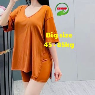 Set Bộ Lửng Ngố Mặc Hè Bigsize ESHOP Đồ Bộ Nữ Đồ Mặc Nhà Áo Cổ Tim Đẹp Thời Trang Thiết Kế Bigsize