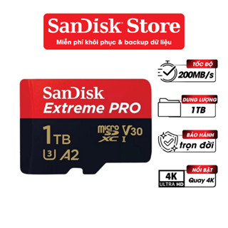 Thẻ nhớ MicroSDXC Sandisk Extreme Pro 512GB/1TB V30 U3 UHS-I upto 200MB/s Bảo hành trọn đời