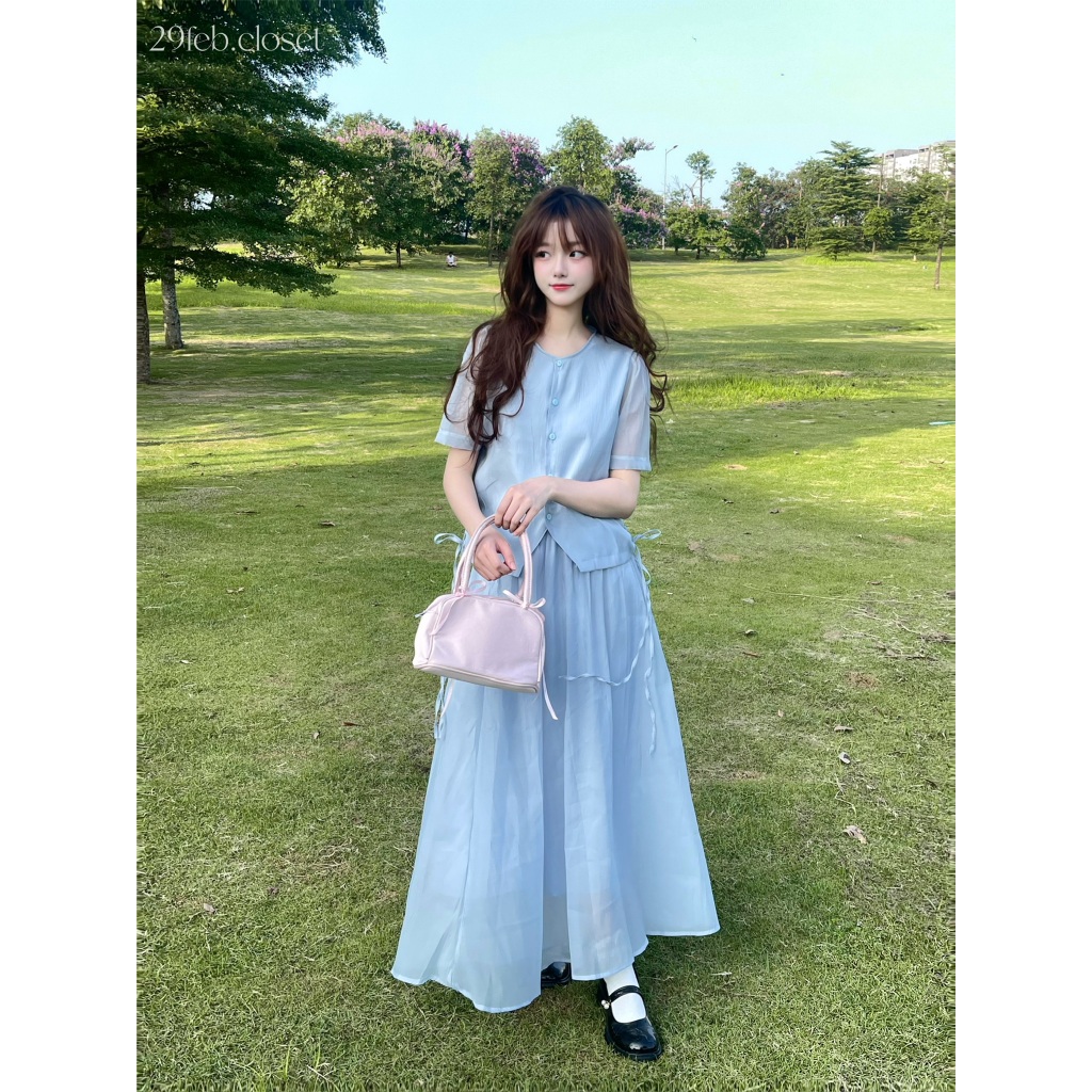 Set Đồ Nữ Áo Tay Bồng Rút Dây Eo Sườn Chất Tơ Kèm Chân Váy Xoè Nhẹ Nhàng Nữ Tính Sang Chảnh- 29feb.closet - S193 | BigBuy360 - bigbuy360.vn
