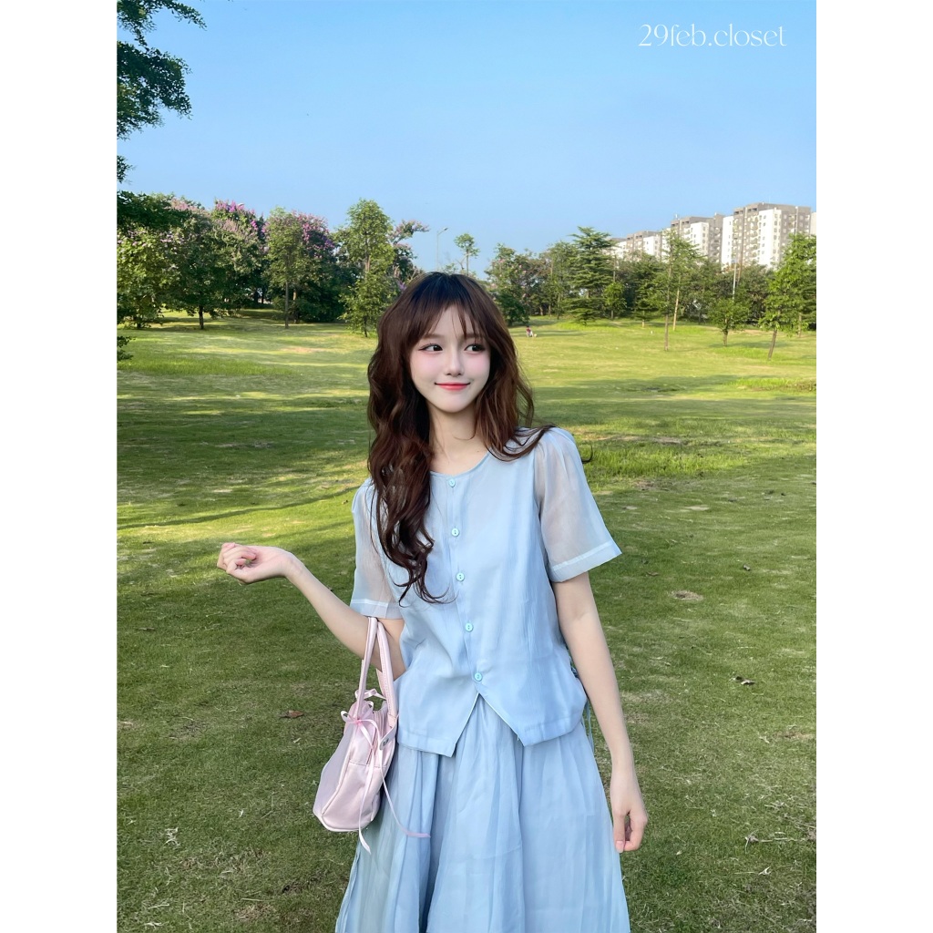Set Đồ Nữ Áo Tay Bồng Rút Dây Eo Sườn Chất Tơ Kèm Chân Váy Xoè Nhẹ Nhàng Nữ Tính Sang Chảnh- 29feb.closet - S193 | BigBuy360 - bigbuy360.vn