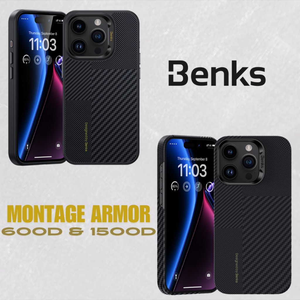 Ốp Benks Montage Armor Pro/ Air Kevlar 600D & 1500D cao cấp dành cho iP | Tích hợp vòng sạc không dây