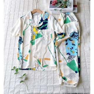 [GIẢM GIÁ]ĐỒ BỘ PIJAMA ÁO CỘC QUẦN DÀI[Ảnh thật- Hàng thiết kế] vải lụa/tole/đũi/kate mềm đẹp