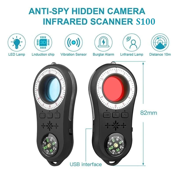 Máy Dò Tìm Camera , Máy Quét Hồng Ngoại Đa Chức Năng S100, Nhỏ gọn mang đi tiện lợi, dễ sử dụng