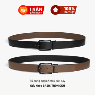 Thắt Lưng Da Thật Đầu Xoay LAGOM - Đầu khóa 35mm - Dây Saffi 2 màu Đen - Nâu