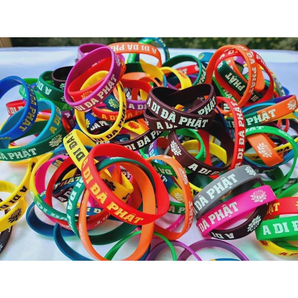 [Chọn Màu] Vòng Tay A Di Đà Phật - Vòng Phật Hiệu - Vòng Cao Su Silicon - Vòng Gieo Duyên