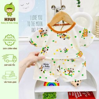 Đồ bộ tăm lạnh cộc tay cho bé trai và bé gái, thương hiệu KIWI BABY, họa tiết đáng yêu, KIWI13