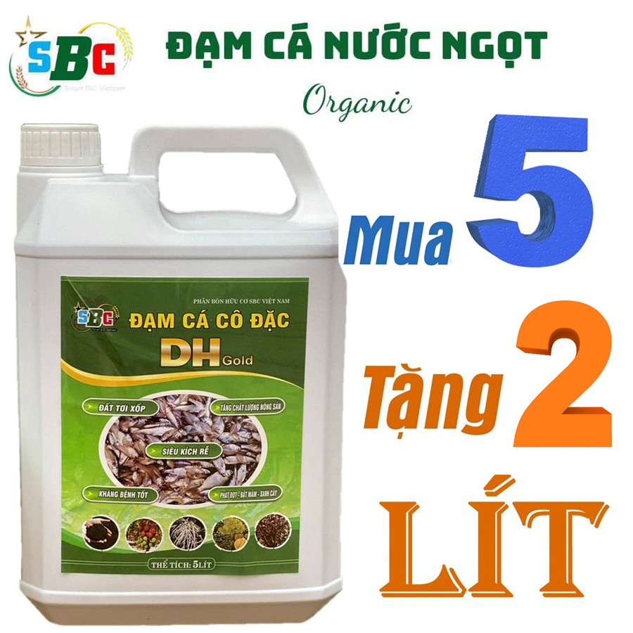 5 Lít TẶNG 2 Lít -SBC Phân Bón Hữu Cơ DH, Đạm cá Humic cô đặc, an toàn cho hệ sinh thái-76126