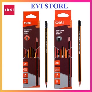 Hộp 12 cây bút chì 2b deli 37013 / 37015 - chì gỗ deli e37013 / e37015