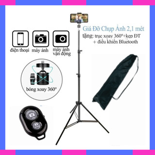 Gậy 3 chân chụp hình cao 2 mét có remote bluetooth cho điện thoại và máy ảnh