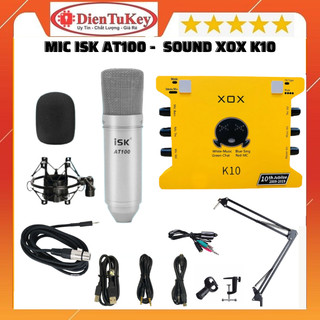 Bộ Combo Mic Thu Âm Hát Livestream Soundcard XOX K10 2020 & Mic ISK AT100 thu âm chuyên nghiệp giá rẻ