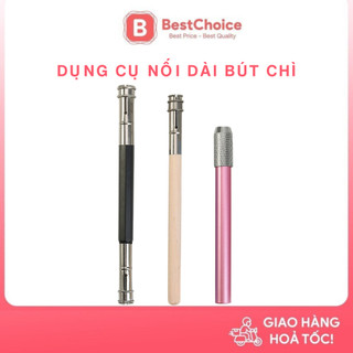 Dụng cụ nối dài bút chì, bút màu chuyên nghiệp, đầu nối bút chì màu 2 đầu, thân gỗ, kim loại
