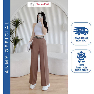 Quần ống suông nữ lưng cao AMY ống rộng dáng suông cạp cao Combo 2 Chiếc siêu tôn dáng dày dặn Q695