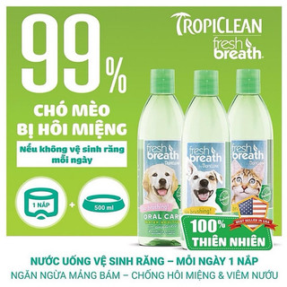 Nước vệ sinh răng miệng TropiClean 473ml cho Chó Mèo - TropiClean Fresh Breath Oral Care Water Additive