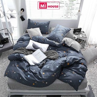  Bộ chăn ga gối SET VỎ CHĂN Cotton Poly Drap Giường Kẻ Hàn Quốc Miễn Phí Bo Chun Ga Giường Bọc Đệm - Mì House 