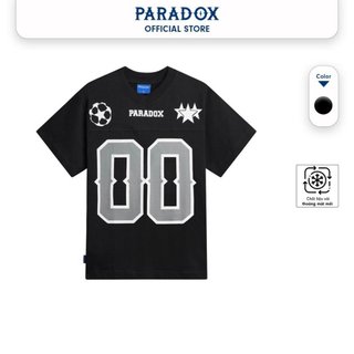 Áo thun form rộng Paradox tay lỡ - Unisex - In hình - DOUBLE ZERO JERSEY - Màu đen