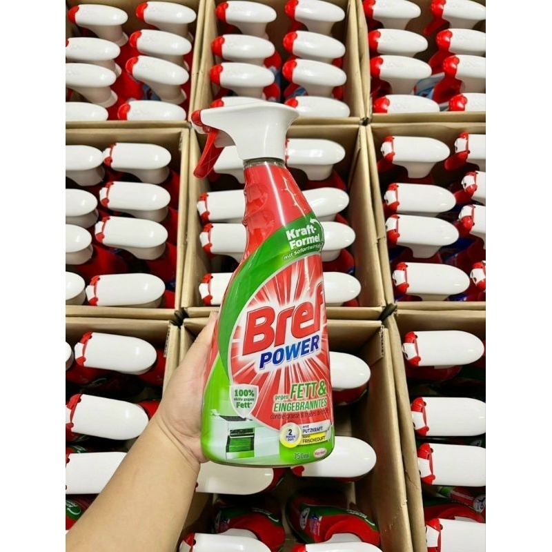 Chai Xịt Tẩy Dầu Mỡ Nhà Bếp Bref Power 750ml Dùng Được Cho Máy Hút Mùi Lò Nướng của Đức