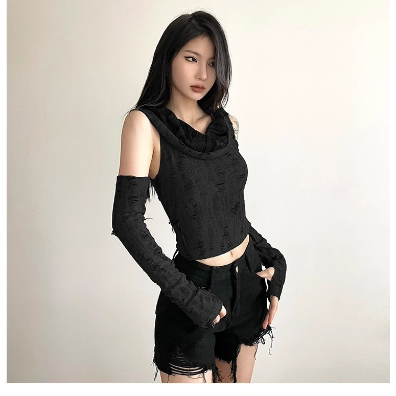 Áo croptop có mũ Quảng Châu Thời trang mùa hè 2024 (Có ảnh thật)