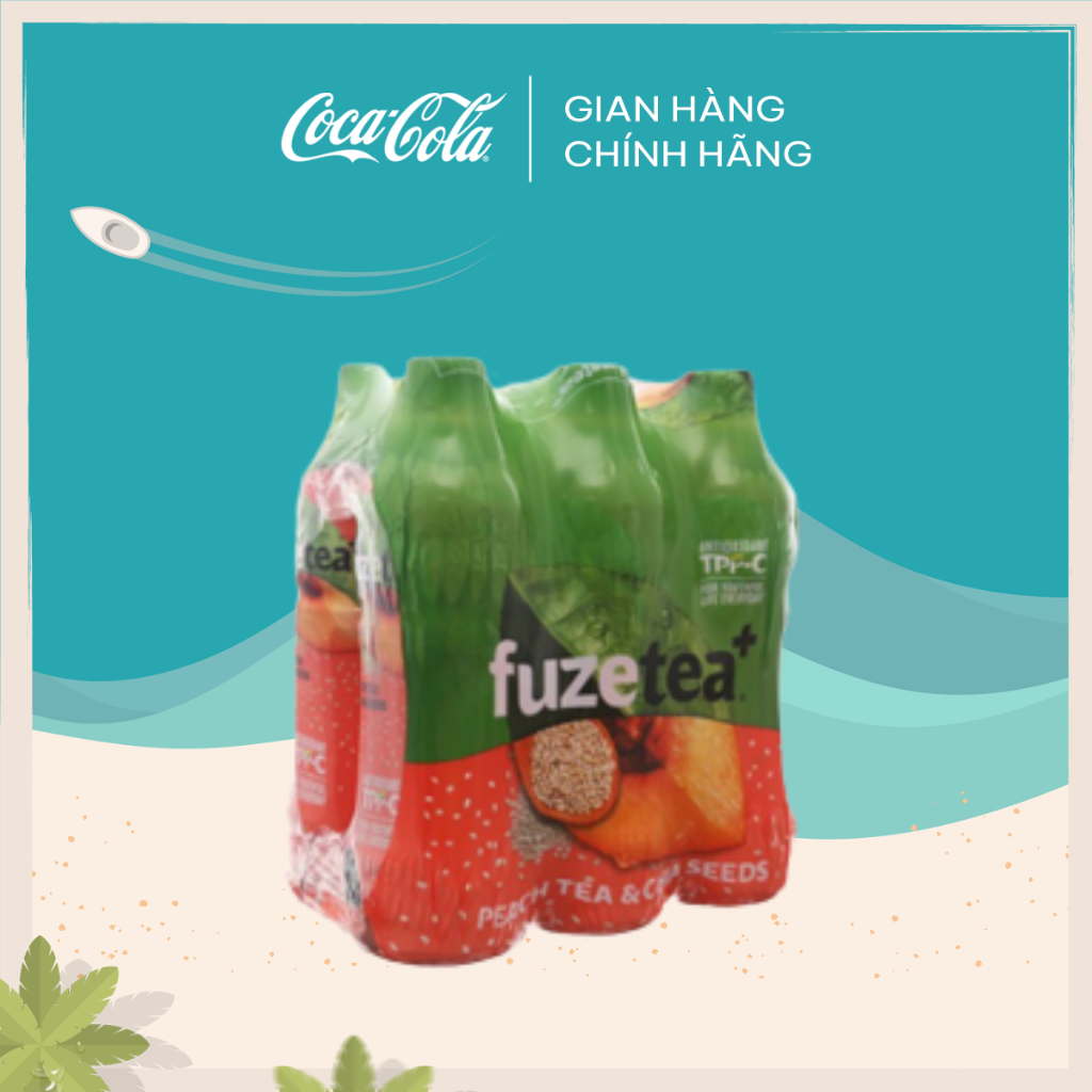 Lốc 6 Chai Trà Đào Và Hạt Chia Fuzetea+ 450ml/Chai Coca-Cola Official Store