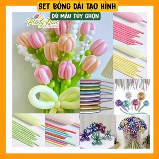 (Đại Lý Sỉ-Full Màu) Set 50 Bóng Dài Tạo Hình Nghệ Thuật Bóng Dài Nhũ Bóng Dài Làm Hoa