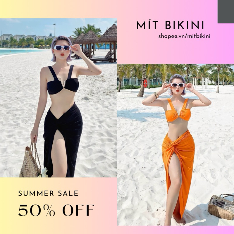 Sét đồ đi biển khoen V 3 mảnh tà dài