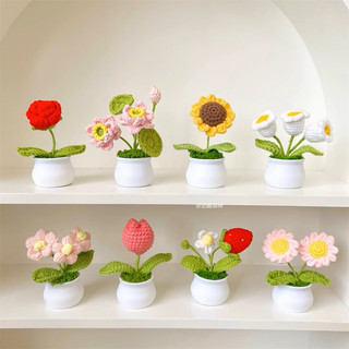 Chậu hoa len mini decor xinh xắn, hoa len handmade quà tặng ý nghĩa