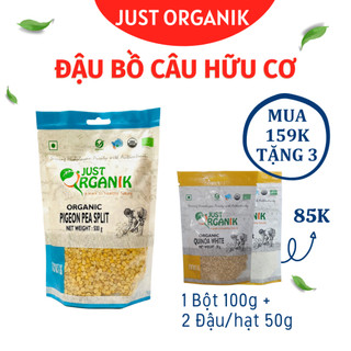   Đậu Xanh hạt tròn (Đậu Bồ Câu) Hữu Cơ Just Organik Nhập Khẩu Ấn Độ Cho Người Giảm Cân,Bé Ăn Dặm 500g
