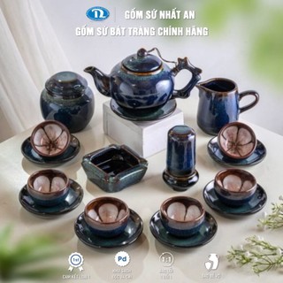 Bộ ấm chén gốm sứ hỏa biến Bát Tràng lòng hoa - Bộ ấm trà, quà tặng doanh nghiệp, quà tặng tân gia