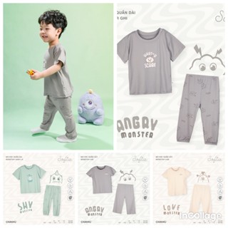 Chaang bộ cộc quần dài dành cho bé trai, bé gái chất cotton dành cho bé từ 3 tháng đến 5 tuổi Monster SS2024D06