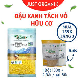 Đậu Xanh Tách Vỏ Hữu Cơ Nguyên Chất Hiệu Just Organik Nhập Khẩu Ấn Độ Nấu Chè Nấu Cháo Cho Bé - 500g