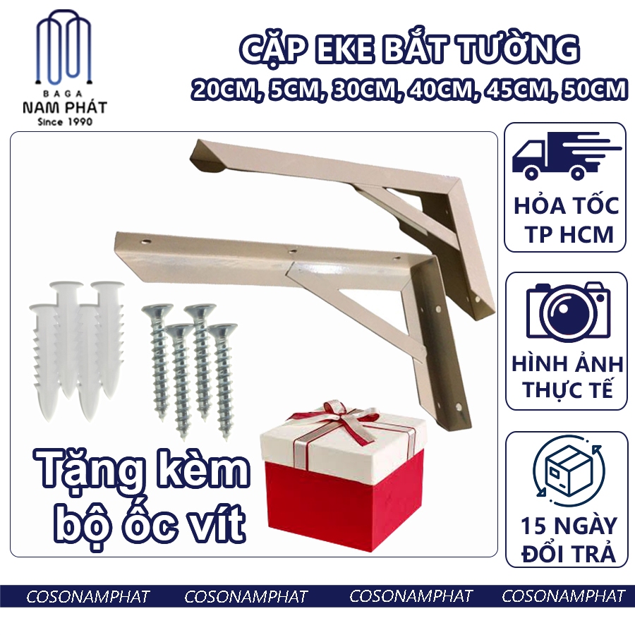 Cặp Eke Bắt Tường 15cm 20cm 25cm 30cm 35cm 40cm 45cm 50cm E ke Vàng Chữ L Góc Vuông Giá Đỡ Kệ 15 20 