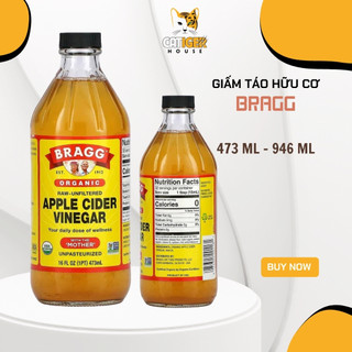 Giấm táo hữu cơ bragg 473ml & 946ml hàng mỹ date 2028