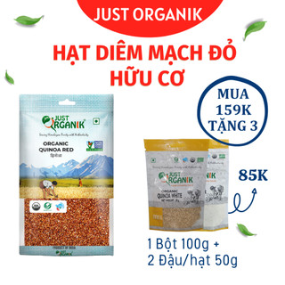 Hạt Diêm Mạch Đỏ Hữu Cơ Quinoa Just Organik Nhập Khẩu Ấn Độ Cho Bé Ăn Dặm, Làm Ngũ Cốc Ăn Kiêng 500g