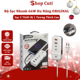 Ổ điện ổ cắm điện 4 cổng đa năng, chuyên sạc mọi điện thoại, tích hợp 2 cổng sạc PD 66W