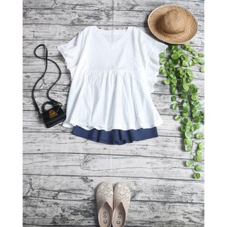 ÁO MORI CỔ V TAY PHỐI BÈO DÁNG RỘNG