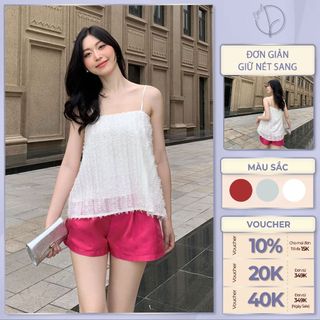 Áo 2 dây suông A lông vũ basic ChicLy Design chất liệu tơ dệt cao cấp - AA756