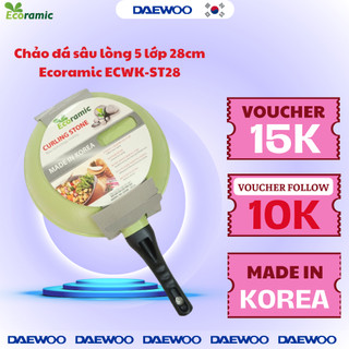 Chảo đá sâu lòng cao cấp 28cm 5 lớp siêu bền ecoramic ecwk-st28 made in korea