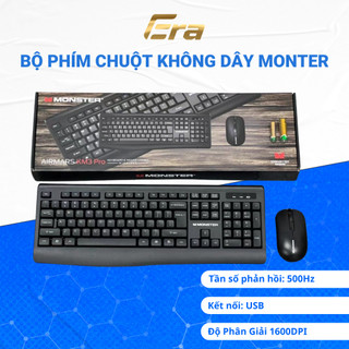 Bộ Bàn Phím Và Chuột Tĩnh Âm MONSTER Không Dây 2.4GHz Độ Phân Giải 1600DPI cho máy tính game thủ, văn phòng - Era