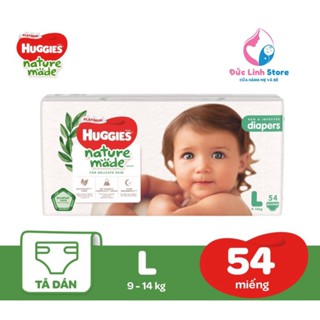 Tã dán cao cấp Huggies Platinum Nature Made size L 54 miếng cho trẻ từ 9-14kg