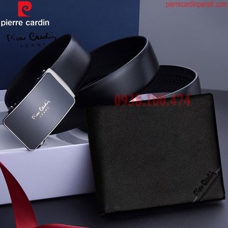 Combo thắt lưng ví Pierre Cardin chính hãng da bò thật khóa chốt tự động SETPC13