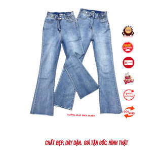 Quần jean nữ ỐNG LOE MÀU XANH NHẠT LOANG PHỐI LẮP TÚI + KHUY chất jean co giãn tốt LOE-sh3-6