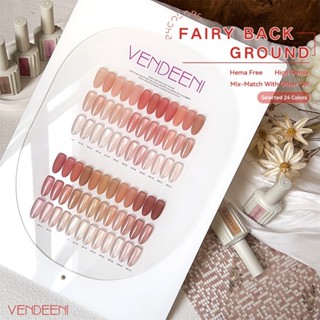  Set sơn thạch Vendeeni   24 màu - Sơn gel làm nail tone hồng trà trong suốt bóng đẹp  tặng kèm bảng màu  
