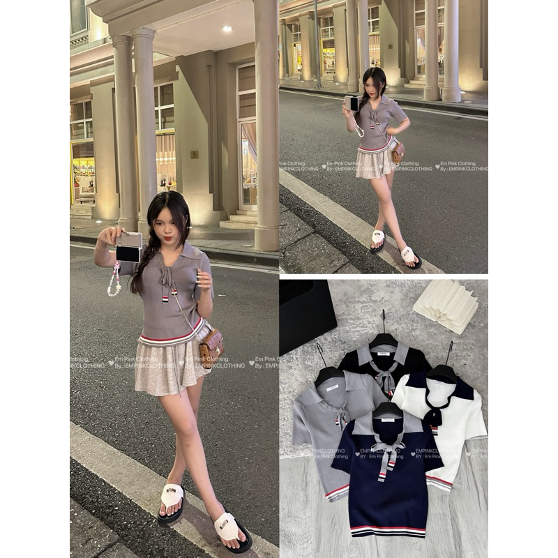 EMPINKCLOTHING - ÁO CỔ V THẮT NƠ