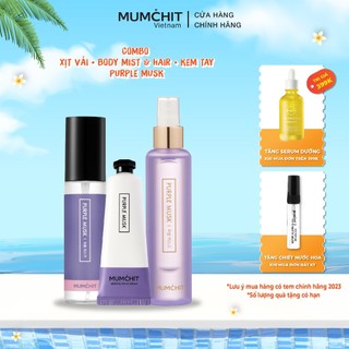 Combo Xịt Thơm Vải, Body Mist Và Kem Dưỡng Tay MUMCHIT Hương Purple Musk