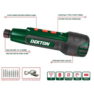 Máy siết vít dekton pin 4v dekton dk-cv0402