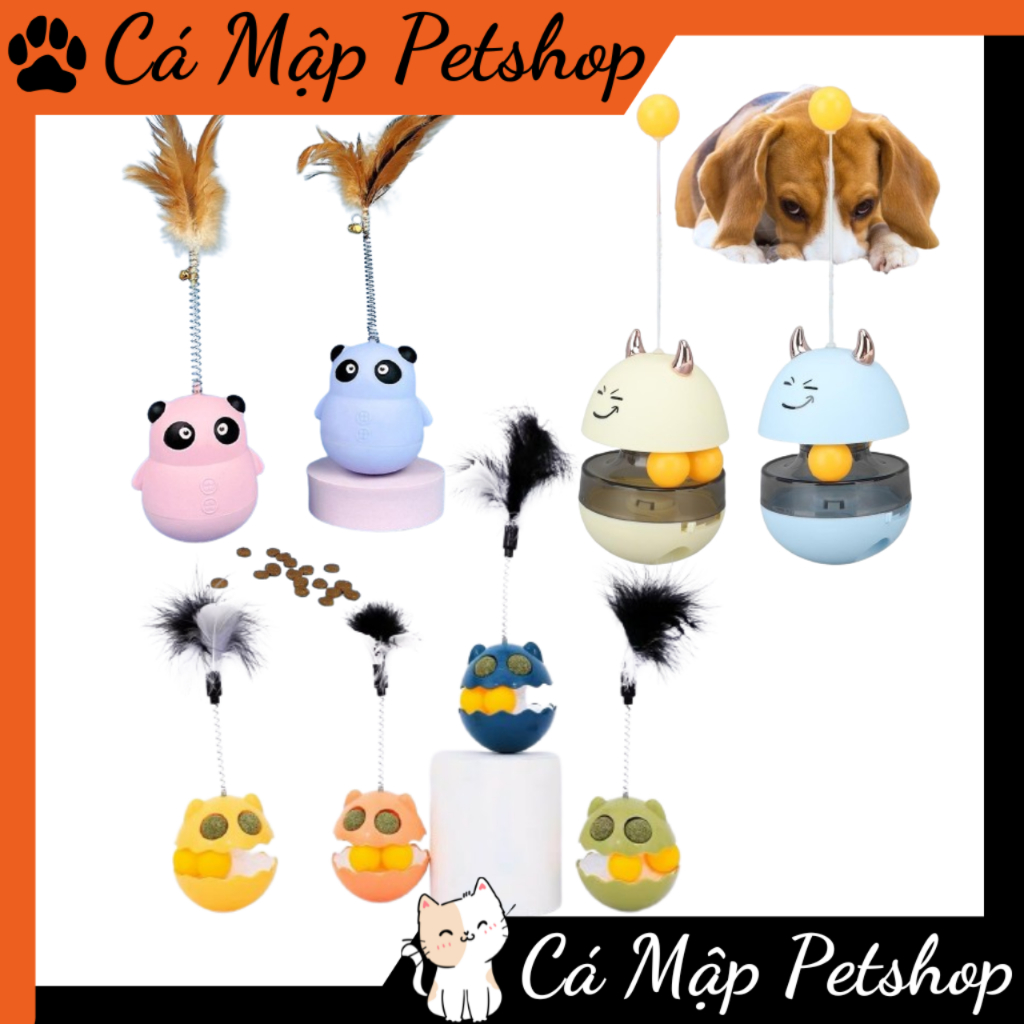 Đồ chơi cho mèo gấu trúc lật đật có chỗ đựng thức ăn cho mèo tự chơi