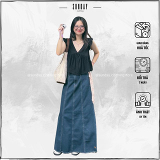 Chân Váy Jean Dáng Dài Chữ A Tua Gấu Siêu Tôn Dáng July Skirt - Sunday Clothing CV022