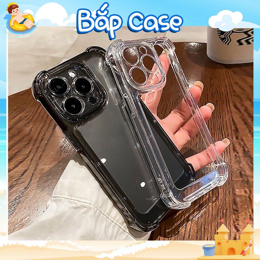 Ốp Lưng iPhone TPU Silicon Mềm 4 Góc Chống Sốc, Trong Suốt, Bảo Vệ Camera - iP 6/6s/7/8/Plus/X/XS/11/12/13/14/15/Pro/Max