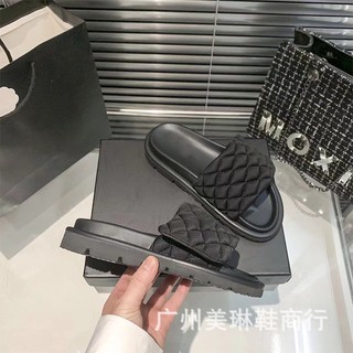 Dép nữ quai vải bản to Vân Chám đế cao 3.5cm Mã 005